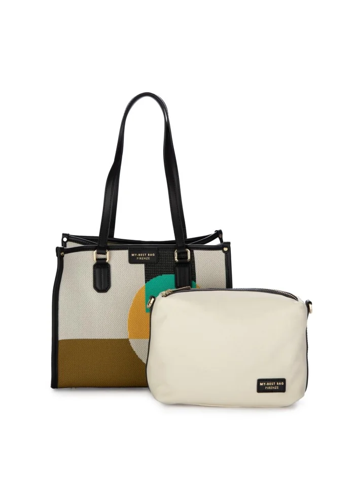 MY BEST BAG | BORSA A SPALLA BAUHAUS BIANCO MARRONE GIALLO