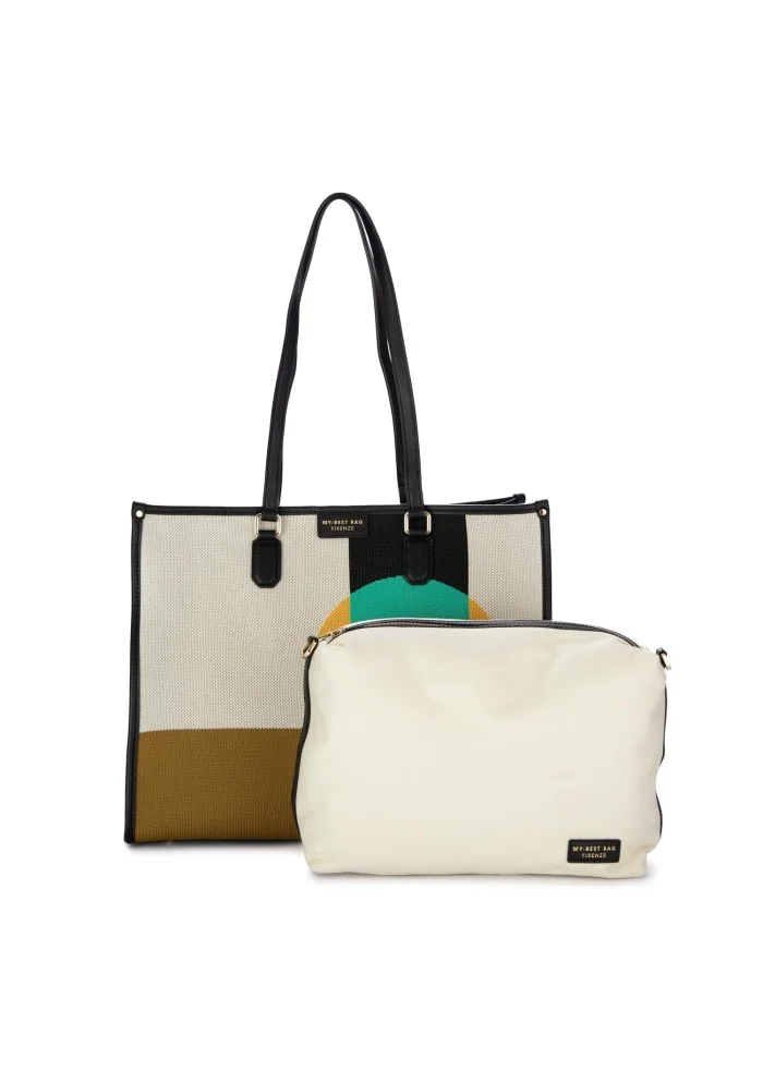 MY BEST BAG | BORSA SHOPPER BAUHAUS BIANCO MARRONE GIALLO