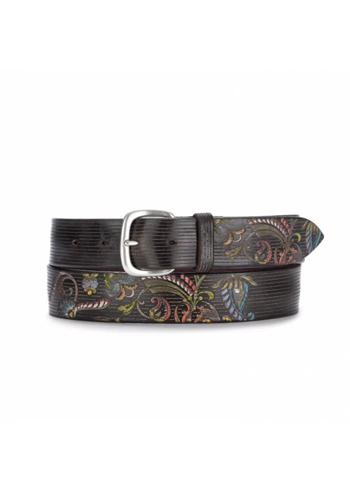 ORCIANI | CINTURA PAISLEY CUOIO MARRONE
