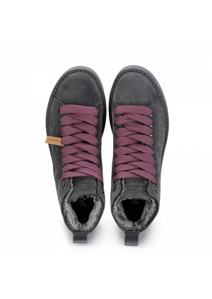 PANCHIC | SNEAKERS ALTE CON LACCI A TRAMA LARGA VIOLA GRIGIO