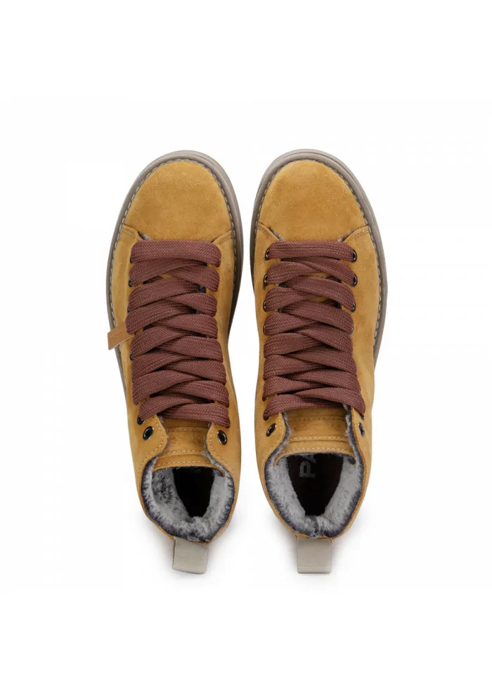 PANCHIC | SNEAKERS ALTE SCAMOSCIATE CON LACCI A TRAMA LARGA MARRONI GIALLO