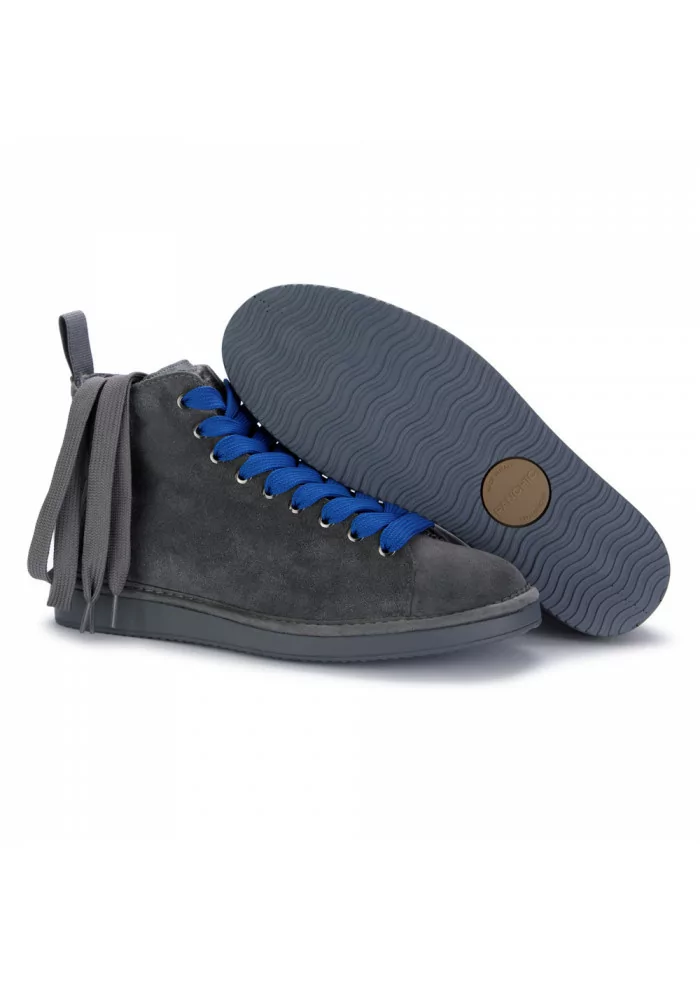 PANCHIC | STIVALETTI IN PELLE SCAMOSCIATA CON LACCI BLU GRIGIO