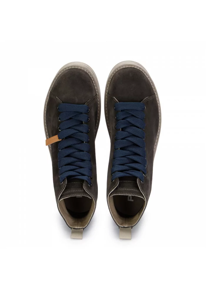 PANCHIC | STIVALETTI IN PELLE SCAMOSCIATA CON LACCI BLU MARRONE