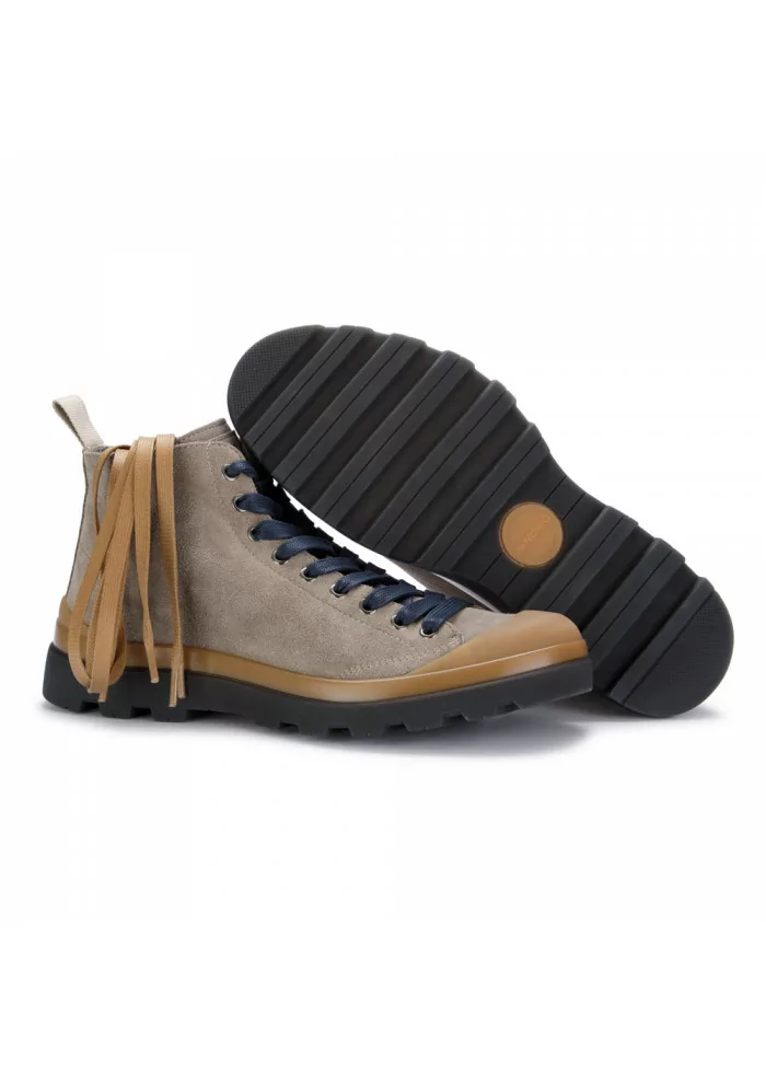 PANCHIC | STIVALETTI IN PELLE SCAMOSCIATA E LACCI BLU GRIGIO