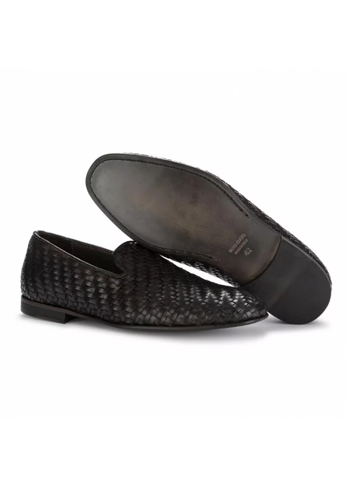 PAWELK'S | MOCASSINI PELLE INTRECCIATA MARRONE TESTA DI MORO