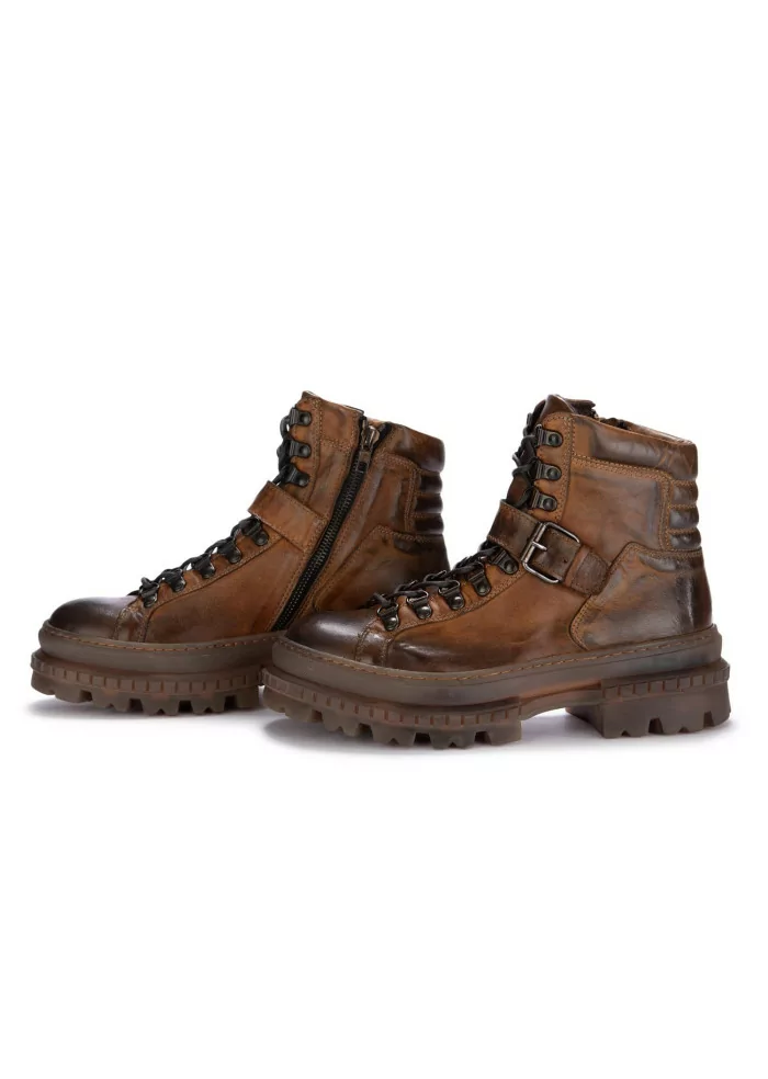 PAWELK'S | STIVALETTI ALLACCIATI CRUST PELLE MARRONE