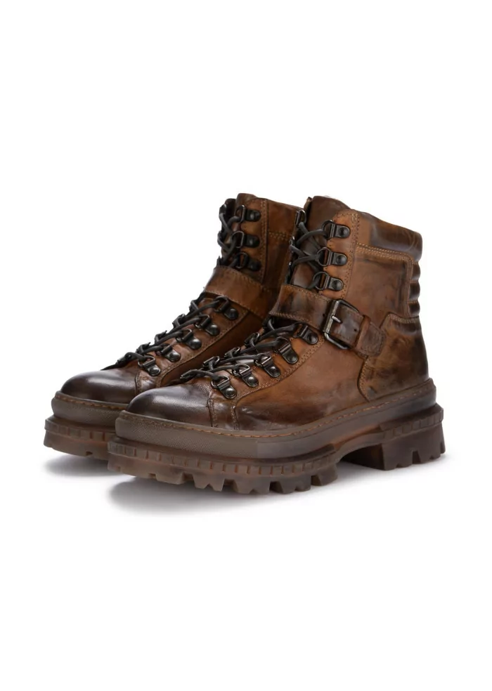 PAWELK'S | STIVALETTI ALLACCIATI CRUST PELLE MARRONE