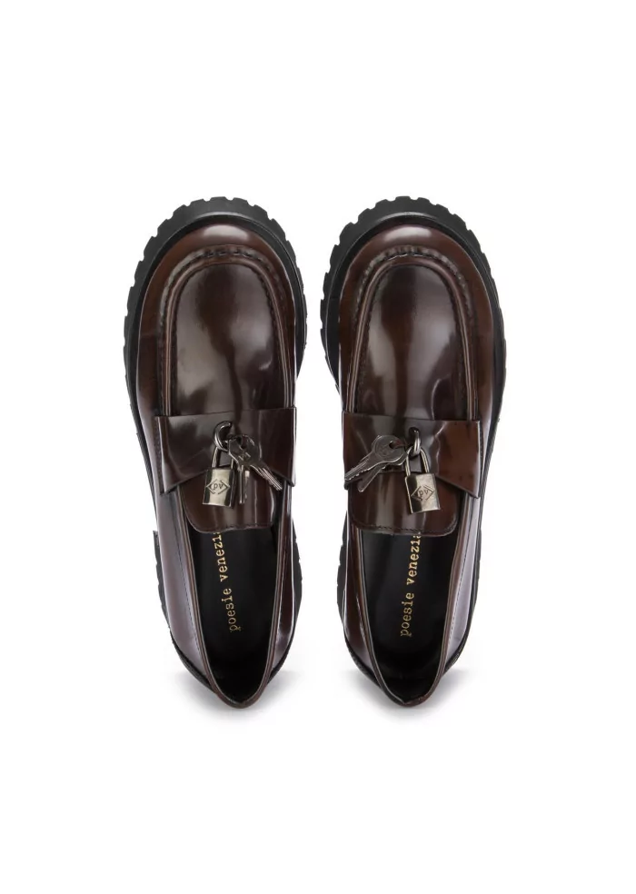 POESIE VENEZIANE | MOCASSINI PELLE LUCCHETTO MARRONE