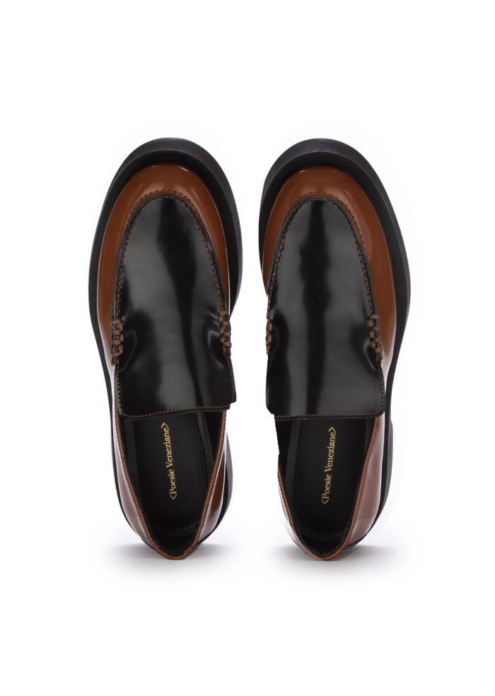 POESIE VENEZIANE | MOCASSINI SUOLA SPESSA ABRASIVATO MARRONE NERO