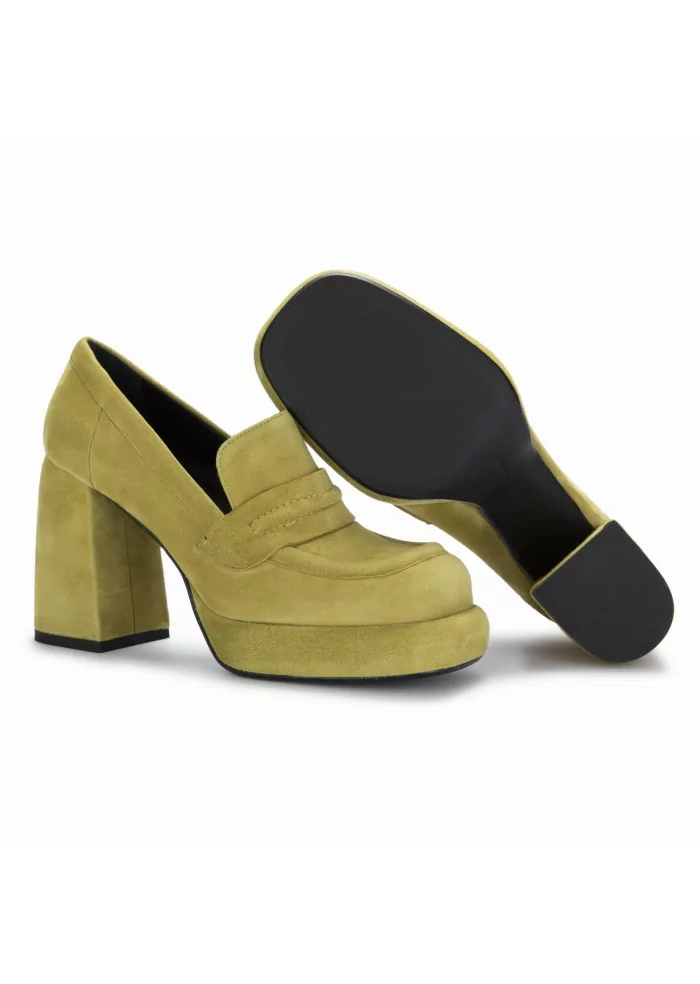 POESIE VENEZIANE | SCARPE TACCO CAMOSCIO VERDE PISTACCHIO
