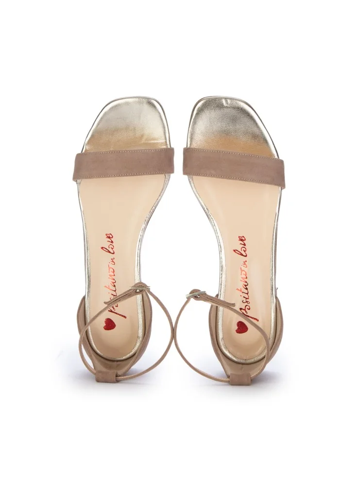 POSITANO IN LOVE | SANDALI CAMOSCIO LAMINATO BEIGE