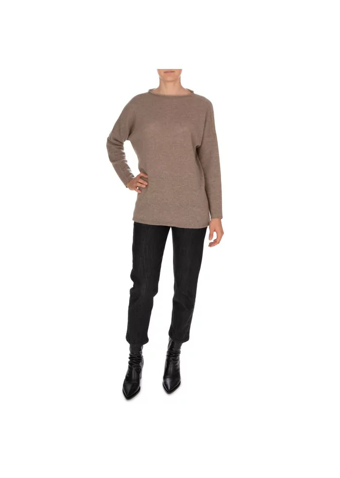 RIVIERA CASHMERE | MAGLIONE RASATO MARRONE