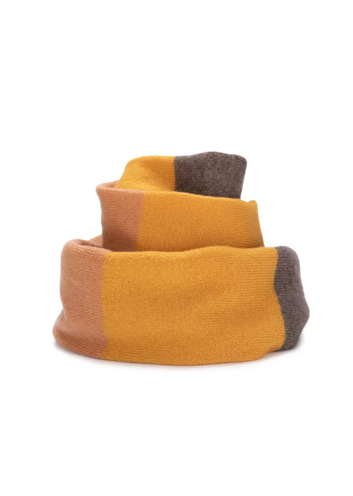 RIVIERA CASHMERE | SCIARPA RIGHE LARGHE GIALLO MARRONE
