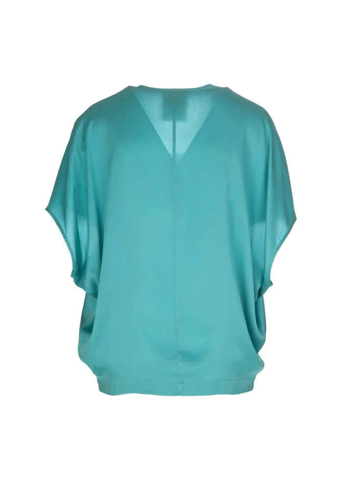 SEMICOUTURE | BLUSA SCOLLO A V ACQUA MARINA