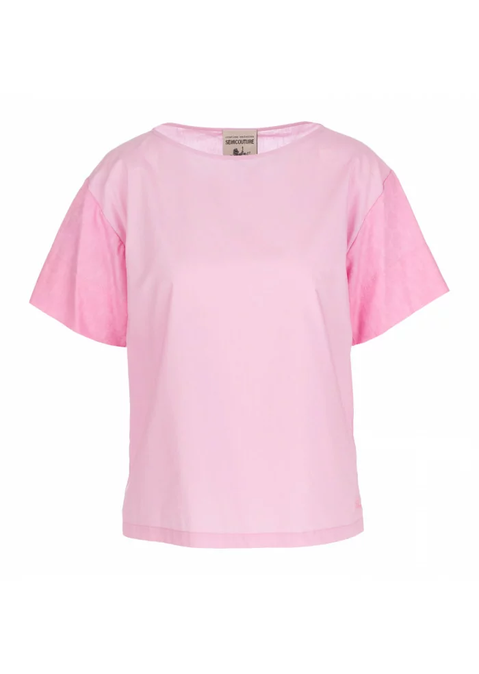 SEMICOUTURE | CAMICIA COTONE RICAMO ROSA