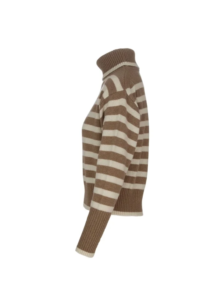 SEMICOUTURE | MAGLIONE A RIGHE MARRONE BEIGE