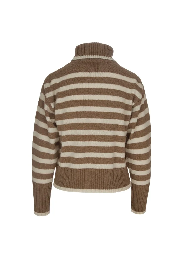 SEMICOUTURE | MAGLIONE A RIGHE MARRONE BEIGE