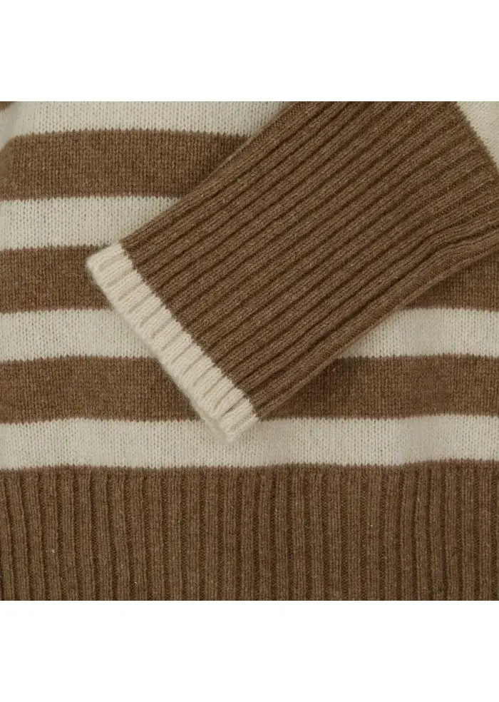SEMICOUTURE | MAGLIONE A RIGHE MARRONE BEIGE