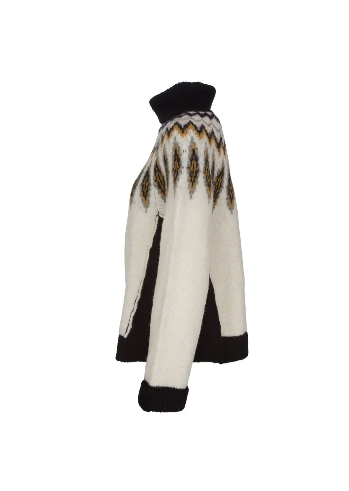 SEMICOUTURE | MAGLIONE DOLCEVITA BIANCO NERO OCRA