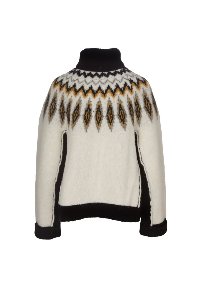 SEMICOUTURE | MAGLIONE DOLCEVITA BIANCO NERO OCRA