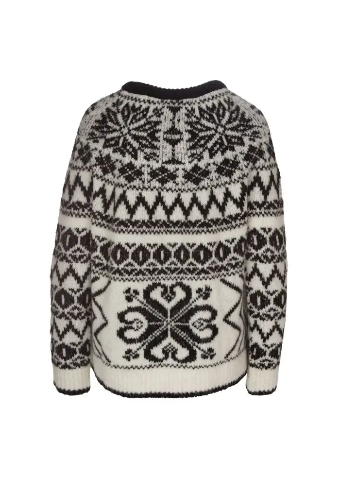 SEMICOUTURE | MAGLIONE MOTIVO JACQUARD BIANCO NERO