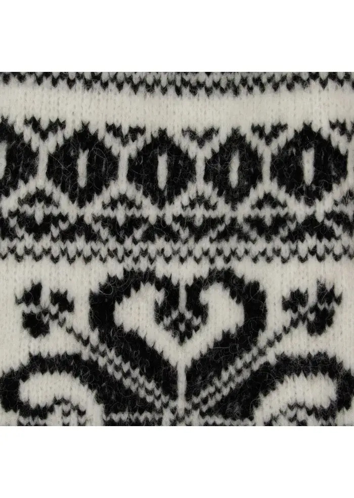 SEMICOUTURE | MAGLIONE MOTIVO JACQUARD BIANCO NERO