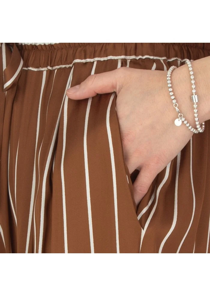 SEMICOUTURE | PANTALONI A RIGHE MARRONE BIANCO