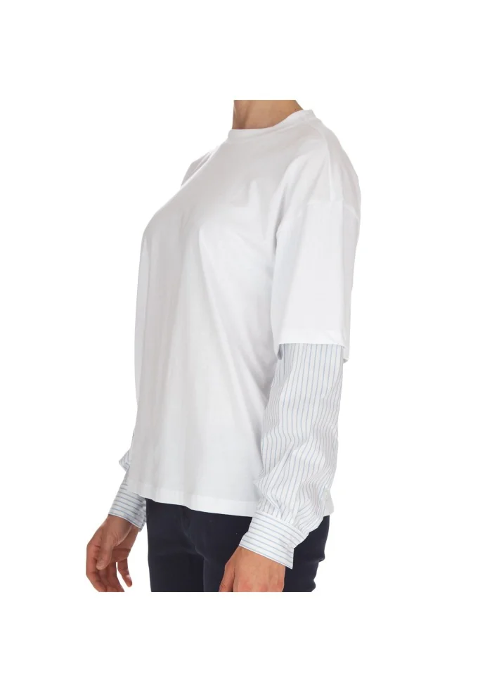 SEMICOUTURE | T-SHIRT CAMICIA OVER BIANCO