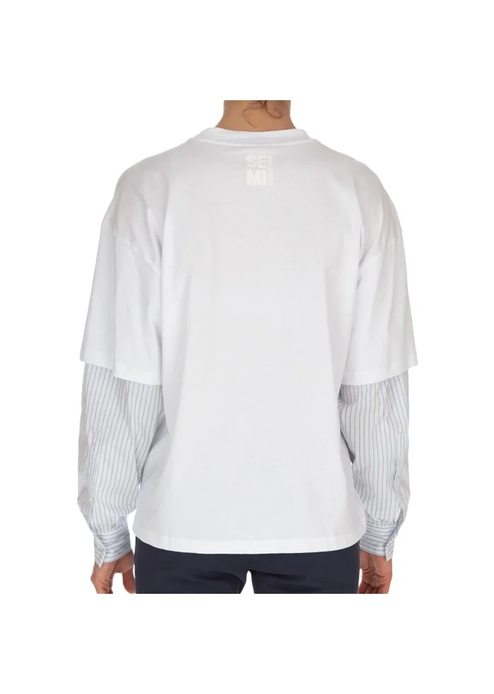 SEMICOUTURE | T-SHIRT CAMICIA OVER BIANCO