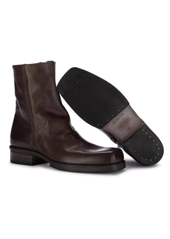 SHOTO | STIVALETTI PACO PELLE MARRONE SCURO