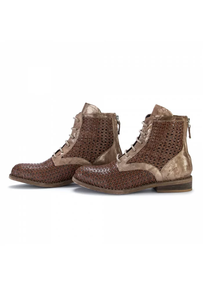 STIVALETTI ALLACCIATI DONNA JUICE | INTRECCIO FOSSIL MARRONE