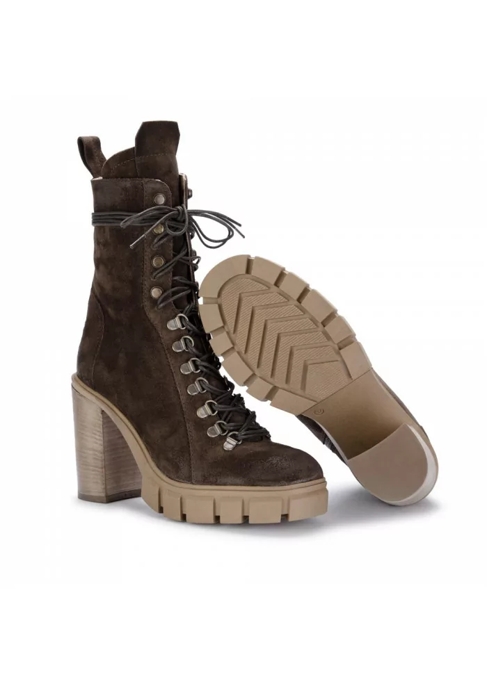 STIVALI TACCO DONNA JUICE | F065K5 MARRONE PELLE SCAMOSCIATA