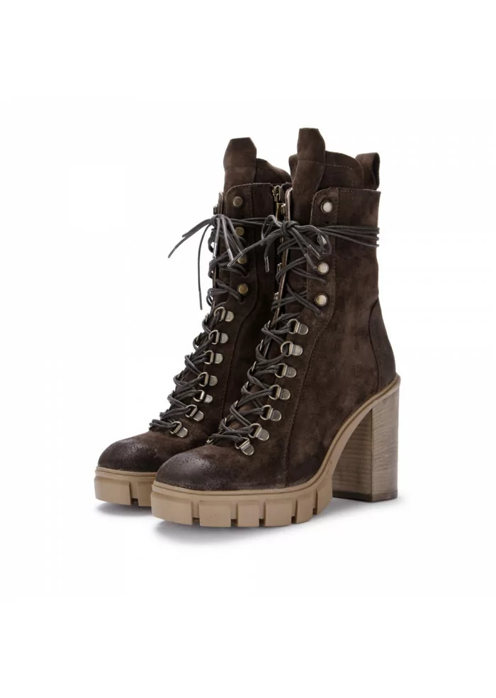 STIVALI TACCO DONNA JUICE | F065K5 MARRONE PELLE SCAMOSCIATA