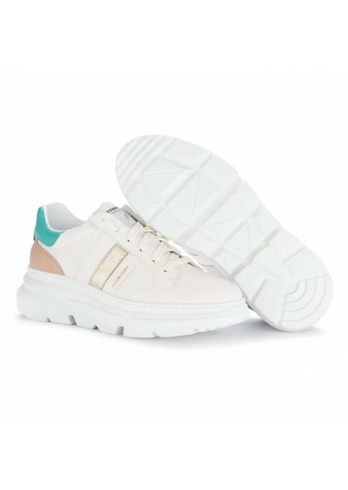 STOKTON | SNEAKERS BIANCO PANNA VERDE ROSA