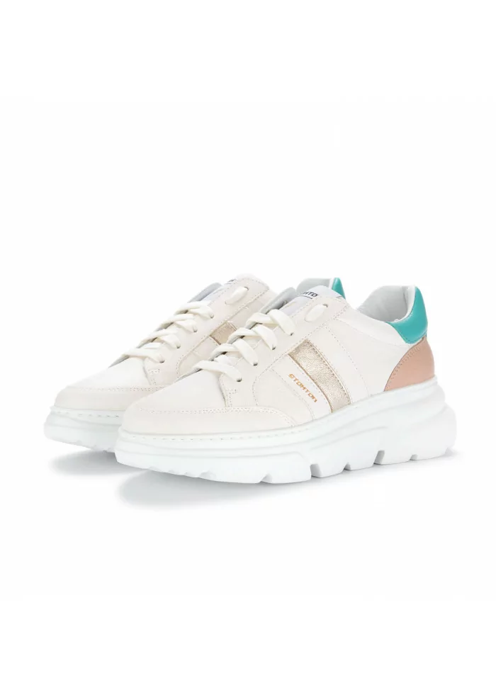 STOKTON | SNEAKERS BIANCO PANNA VERDE ROSA