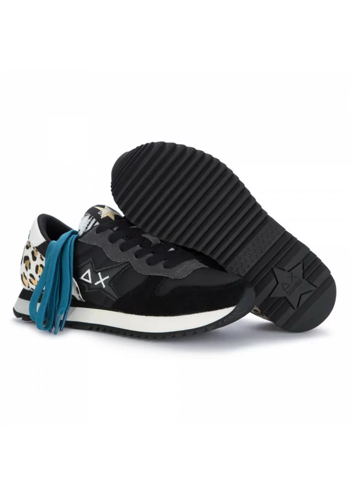 SUN68 | SNEAKERS CON INSERTI IN PELLE E STAMPA LEOPARDATA NERO