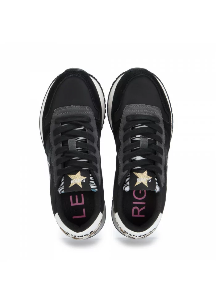 SUN68 | SNEAKERS CON INSERTI IN PELLE E STAMPA LEOPARDATA NERO