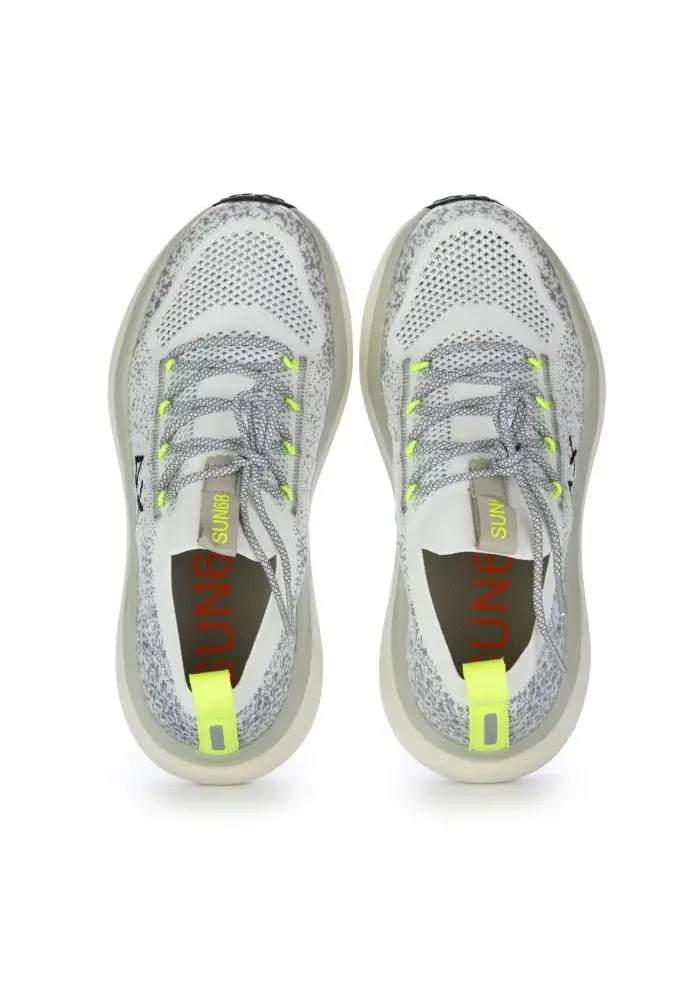 SUN68 | SNEAKERS JUPITER KNIT BIANCO GIALLO FLUO
