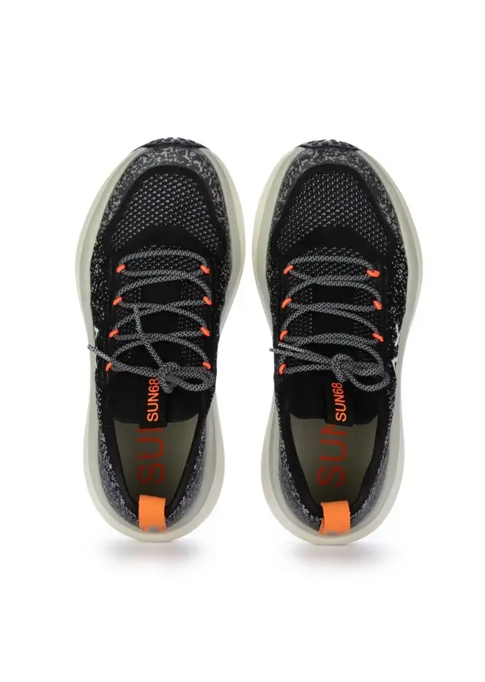 SUN68 | SNEAKERS JUPITER KNIT NERO ARANCIONE