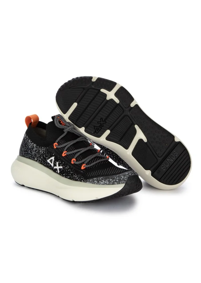 SUN68 | SNEAKERS JUPITER KNIT NERO ARANCIONE
