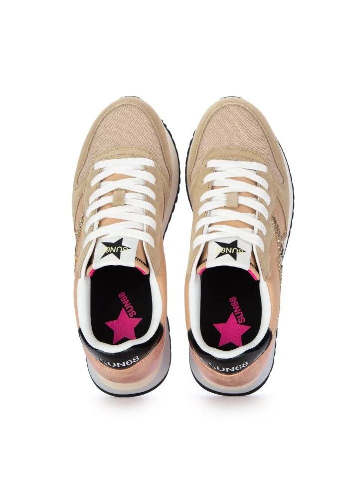 SUN68 | SNEAKERS STARGIRL GLITTER LOGO BEIGE ROSA