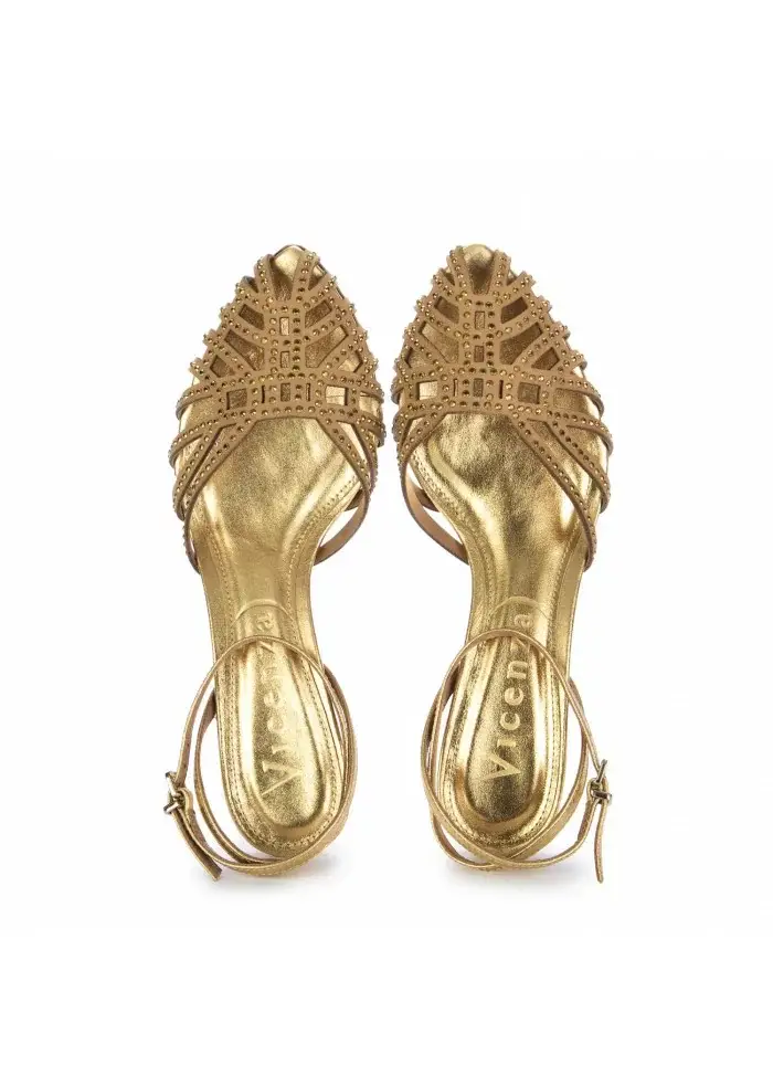 VICENZA | SANDALI CON TACCO PUNTI LUCE ORO