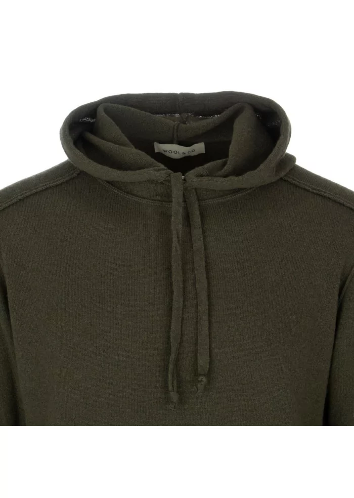 WOOL & CO | MAGLIONE CAPPUCCIO VERDE