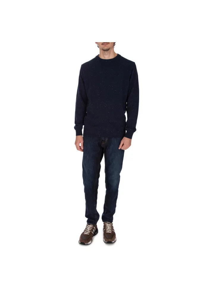 WOOL & CO | MAGLIONE GIROCOLLO PUNTINATO BLU