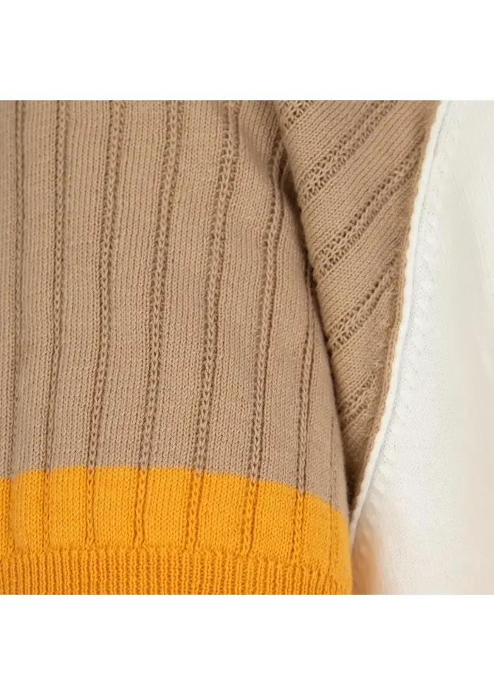 WOOL & CO | T-SHIRT COTONE BIANCO BEIGE OCRA