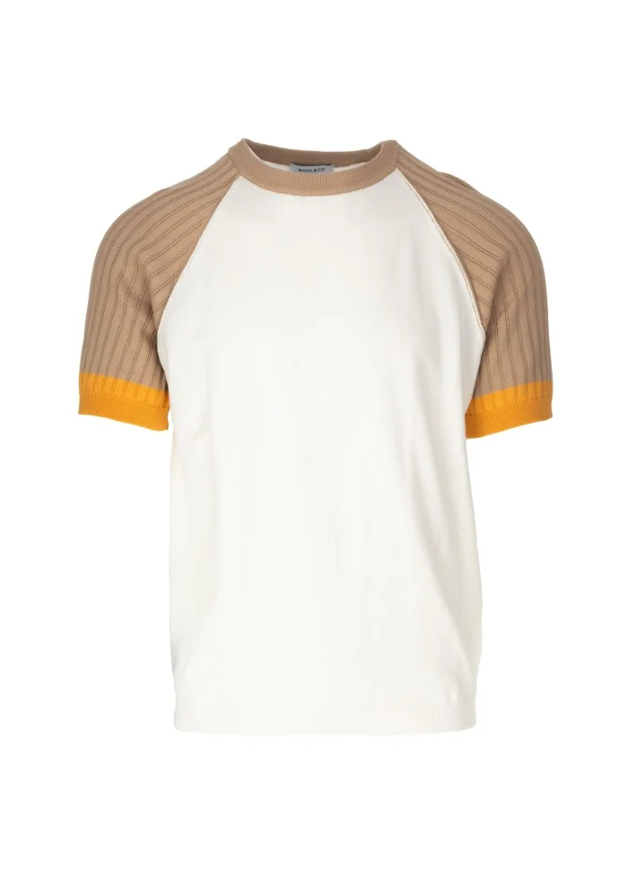 WOOL & CO | T-SHIRT COTONE BIANCO BEIGE OCRA