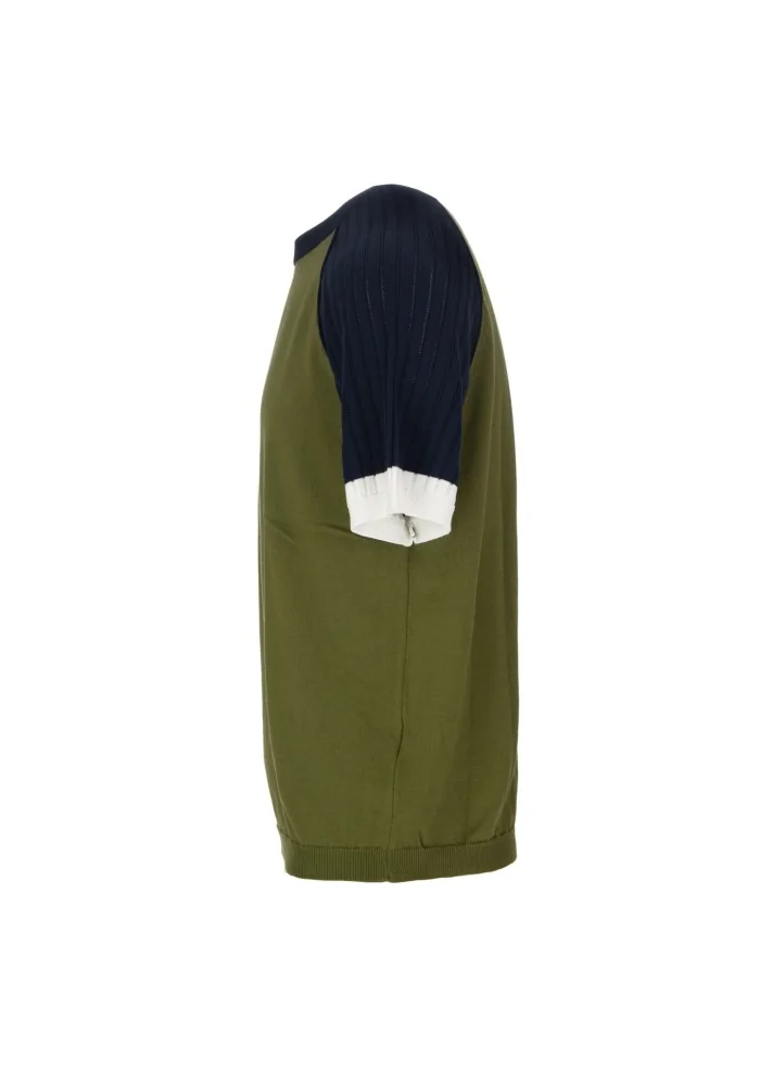WOOL & CO | T-SHIRT MANICHE COLORATE VERDE BLU BIANCO
