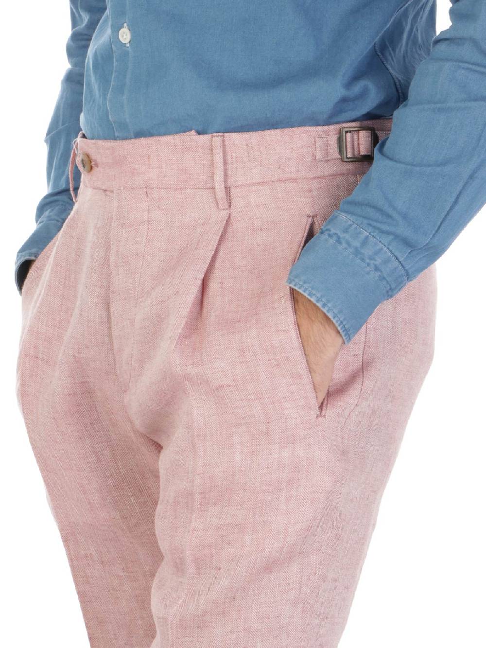 BERWICH Pantalone Uomo Retrolong In Lino