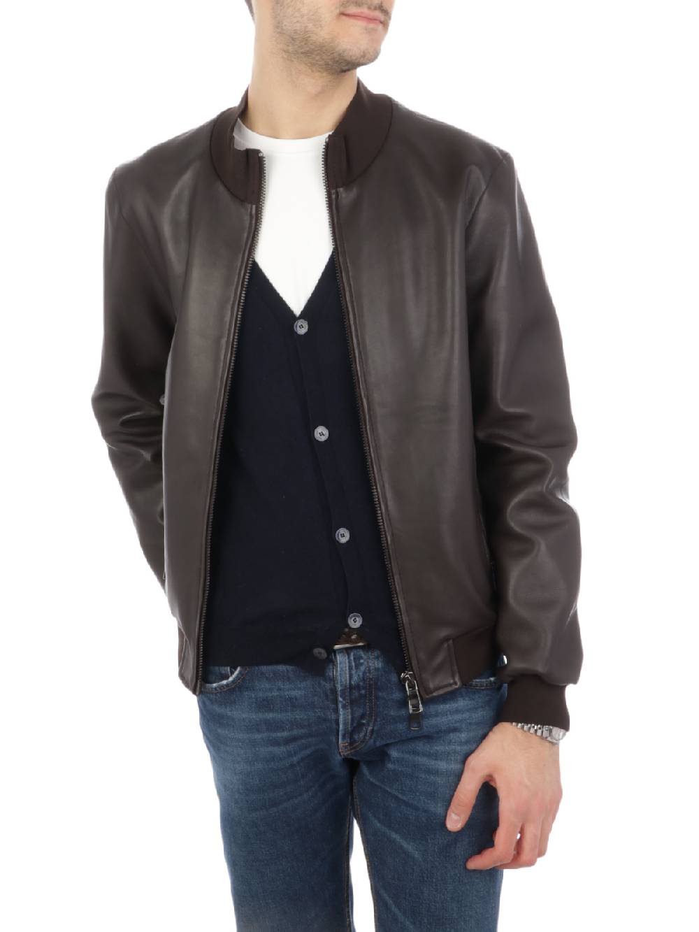 THE JACK LEATHERS Giacca in Pelle Uomo Derek Seamless