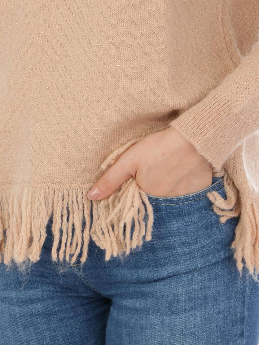 GIOROGA Dolcevita Donna Spigato Con Frange